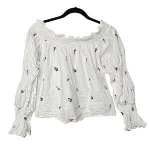 ZARA - white floral off the shouder top - Size XS